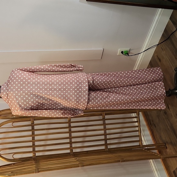 Vintage handmade pant set mauve and white polka dots dagger collar - Picture 11 of 13